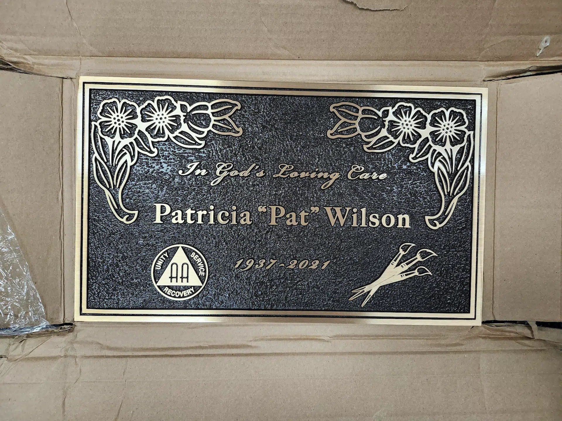 Bronze Cemetery Plaque hand-carved by Cemetery Plaque Shop in NJ — image 1