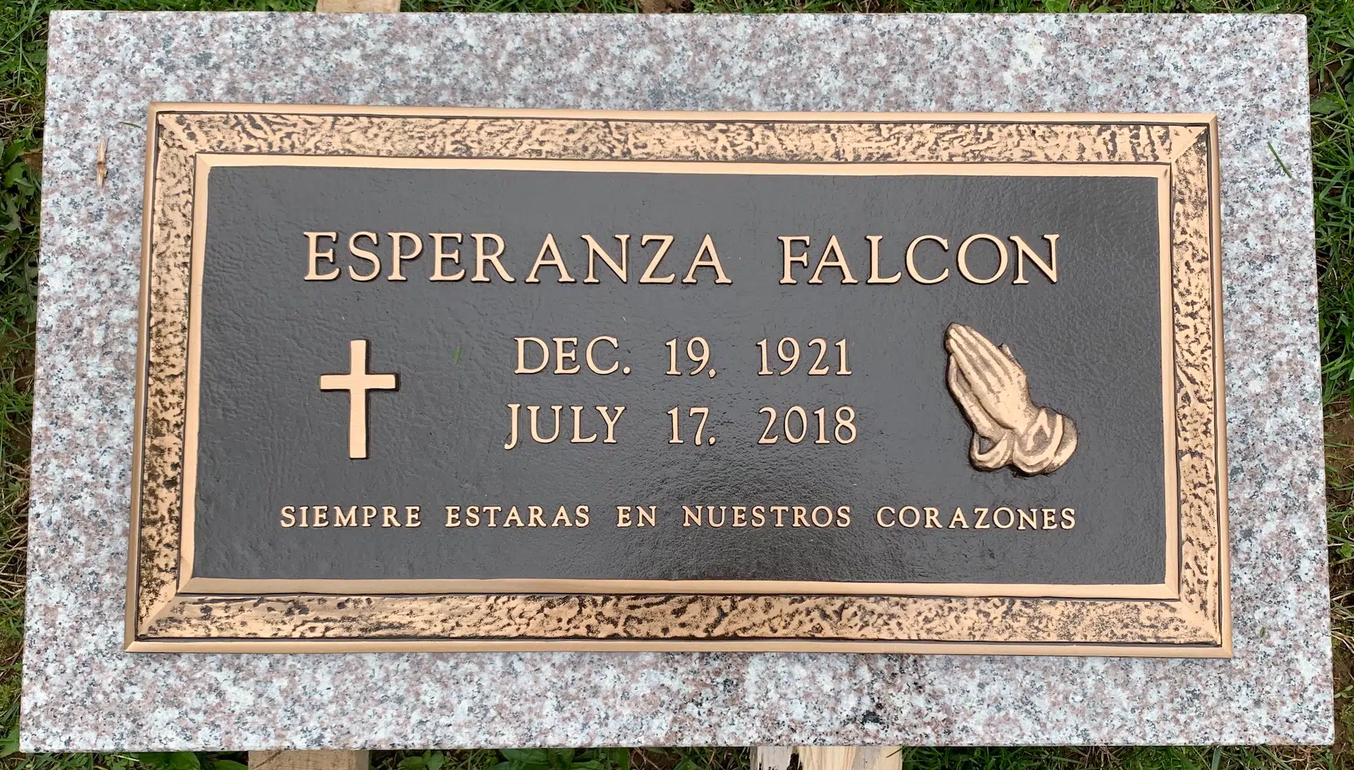 Bronze Cemetery Plaque hand-carved by Cemetery Plaque Shop in NJ — image 2